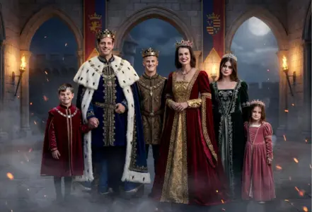 photobooth-ia-animation-evenement-transformation-royale.webp Photobooth IA transformant des invités en famille royale médiévale lors d’un événement